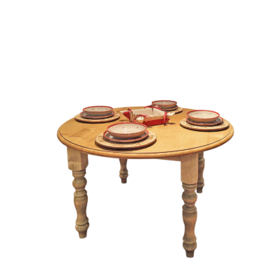 Table Ronde Ø 120 cm (2 allonges ) en Pin Massif Chamonix meublespin.fr - mobilier et de décoration de style montagne ou chalet- meubles en pin, mobilier en bois massif de qualité, canapés convertibles - https://meublespin.fr