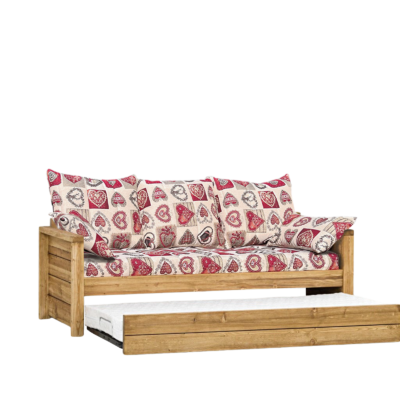 Canapé Gigogne Montana en Pin Massif – Tissu Choisy Canapés Gigognes en Bois Massif meublespin.fr - mobilier et de décoration de style montagne ou chalet- meubles en pin, mobilier en bois massif de qualité, canapés convertibles - https://meublespin.fr