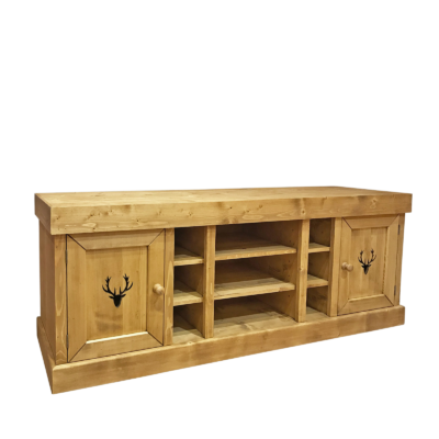Meuble TV Cerf 2 Portes en Bois Pin Massif 180cm Meubles TV en Bois Massif meublespin.fr - mobilier et de décoration de style montagne ou chalet- meubles en pin, mobilier en bois massif de qualité, canapés convertibles - https://meublespin.fr