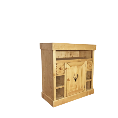 Meuble TV Cerf  1 Porte et 2 Tiroirs  en Pin Massif 90 cm Meubles TV en Bois Massif meublespin.fr - mobilier et de décoration de style montagne ou chalet- meubles en pin, mobilier en bois massif de qualité, canapés convertibles - https://meublespin.fr