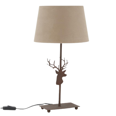 Lampe tête de cerf métal – h47 – Ø 25 cm Lampes à poser meublespin.fr - mobilier et de décoration de style montagne ou chalet- meubles en pin, mobilier en bois massif de qualité, canapés convertibles - https://meublespin.fr