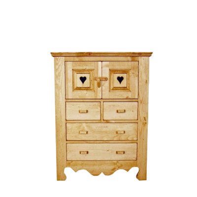 Commode 2 Portes 4 Tiroirs Chamonix en Pin Massif Chamonix meublespin.fr - mobilier et de décoration de style montagne ou chalet- meubles en pin, mobilier en bois massif de qualité, canapés convertibles - https://meublespin.fr