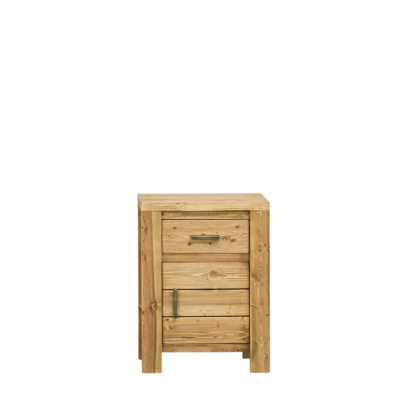 Chevet 1 Porte et 1 Tiroir en Pin Brossé Montana Chevets meublespin.fr - mobilier et de décoration de style montagne ou chalet- meubles en pin, mobilier en bois massif de qualité, canapés convertibles - https://meublespin.fr