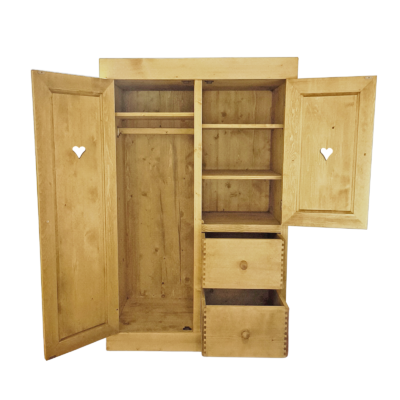 Armoire Sous Pente Megève 2 Portes + 2 Tiroirs en Pin Massif Armoires en bois massif meublespin.fr - mobilier et de décoration de style montagne ou chalet- meubles en pin, mobilier en bois massif de qualité, canapés convertibles - https://meublespin.fr