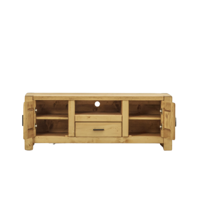 Meuble TV Contemporain Morzine 2 Portes+1 Tiroir en Pin Massif 140 cm Morzine meublespin.fr - mobilier et de décoration de style montagne ou chalet- meubles en pin, mobilier en bois massif de qualité, canapés convertibles - https://meublespin.fr