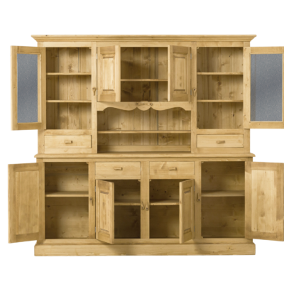 Vaisselier Chamonix 8 Portes et 4 Tiroirs sans cœurs en Pin Massif Chamonix meublespin.fr - mobilier et de décoration de style montagne ou chalet- meubles en pin, mobilier en bois massif de qualité, canapés convertibles - https://meublespin.fr