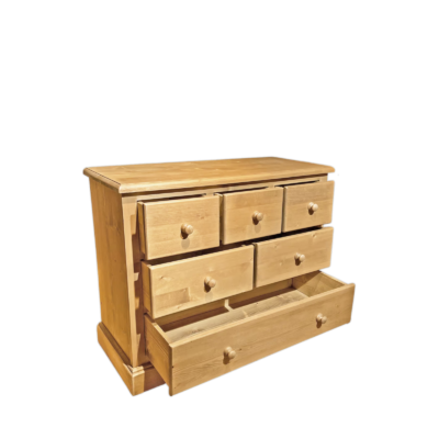 Commode 6 Tiroirs Chamonix en Pin Massif 120 cm Chamonix meublespin.fr - mobilier et de décoration de style montagne ou chalet- meubles en pin, mobilier en bois massif de qualité, canapés convertibles - https://meublespin.fr