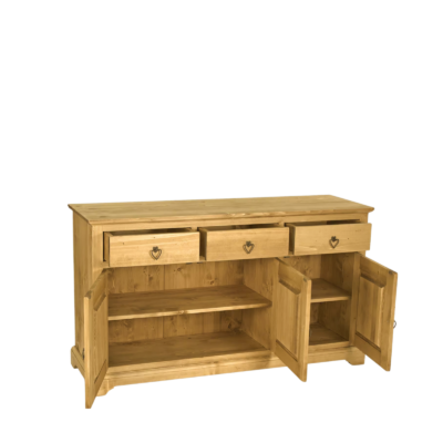 Buffet Bas Chalet Sculpté 3 Portes + 3 Tiroirs en Pin Massif 153 cm Buffets & bahuts en bois massif meublespin.fr - mobilier et de décoration de style montagne ou chalet- meubles en pin, mobilier en bois massif de qualité, canapés convertibles - https://meublespin.fr