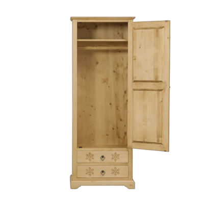 Bonnetière 1 Porte et 2 Tiroirs Sculptée Chalet en Pin Massif Armoires en bois massif meublespin.fr - mobilier et de décoration de style montagne ou chalet- meubles en pin, mobilier en bois massif de qualité, canapés convertibles - https://meublespin.fr