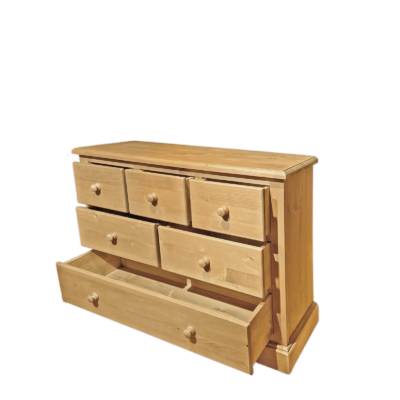 Commode 6 Tiroirs Chamonix en Pin Massif 120 cm Chamonix meublespin.fr - mobilier et de décoration de style montagne ou chalet- meubles en pin, mobilier en bois massif de qualité, canapés convertibles - https://meublespin.fr