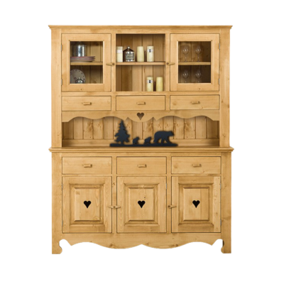 Vaisselier Chamonix 5 Portes Pleines + niche + 6 Tiroirs en Pin Massif 160 cm Chamonix meublespin.fr - mobilier et de décoration de style montagne ou chalet- meubles en pin, mobilier en bois massif de qualité, canapés convertibles - https://meublespin.fr