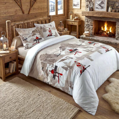 Housse de Couette et 2 taies 100% Coton – Aveillans naturel Les Housses de Couettes meublespin.fr - mobilier et de décoration de style montagne ou chalet- meubles en pin, mobilier en bois massif de qualité, canapés convertibles - https://meublespin.fr