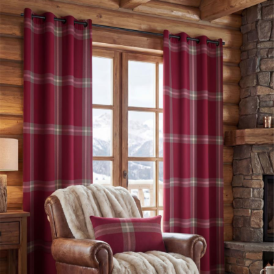 Rideau à oeillets Veran rouge Les Rideaux meublespin.fr - mobilier et de décoration de style montagne ou chalet- meubles en pin, mobilier en bois massif de qualité, canapés convertibles - https://meublespin.fr