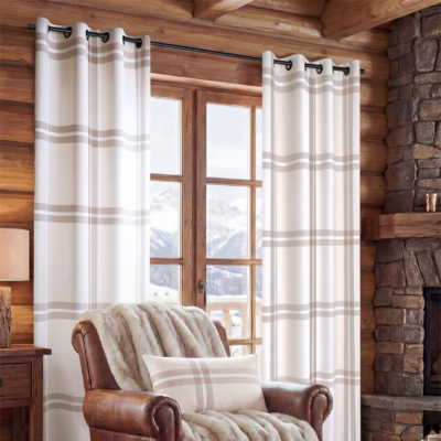 Rideau à oeillets Veran beige Les Rideaux meublespin.fr - mobilier et de décoration de style montagne ou chalet- meubles en pin, mobilier en bois massif de qualité, canapés convertibles - https://meublespin.fr