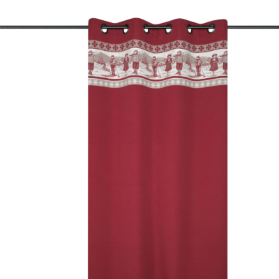 Rideau à œillets Montagnard rouge - meublespin.fr - Les Rideaux Rideau à œillets Montagnard rouge Les Rideaux meublespin.fr - mobilier et de décoration de style montagne ou chalet- meubles en pin, mobilier en bois massif de qualité, canapés convertibles - https://meublespin.fr
