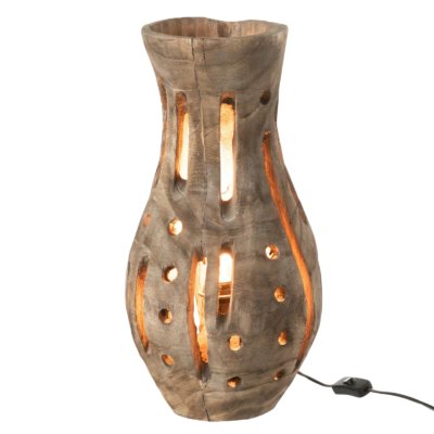 Lampe Elisabeth en Bois Naturel – H 48 cm – Ø 27 cm Lampes à poser meublespin.fr - mobilier et de décoration de style montagne ou chalet- meubles en pin, mobilier en bois massif de qualité, canapés convertibles - https://meublespin.fr