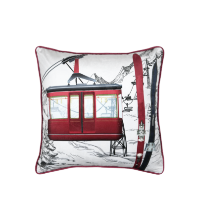 Coussin 45×45 cm – motif télécabine – Montalbert multicolore Plaids et coussins meublespin.fr - mobilier et de décoration de style montagne ou chalet- meubles en pin, mobilier en bois massif de qualité, canapés convertibles - https://meublespin.fr