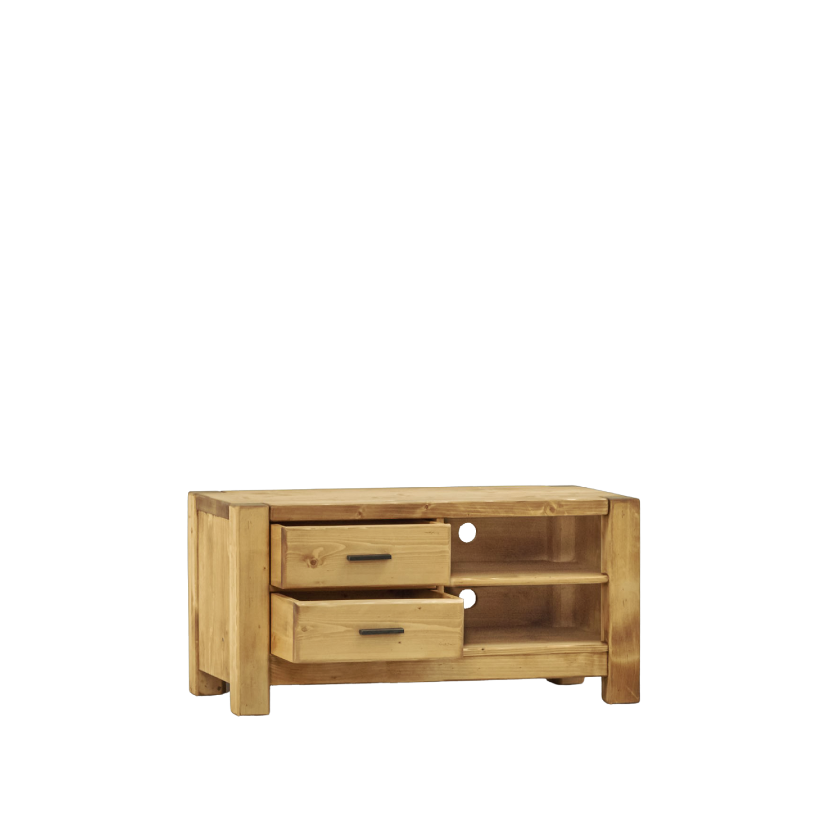 Meuble TV Contemporain Morzine 2 Tiroirs + Niche en Pin Massif 100 cm - meublespin.fr - Morzine Meuble TV Contemporain Morzine 2 Tiroirs + Niche en Pin Massif 100 cm Morzine meublespin.fr - mobilier et de décoration de style montagne ou chalet- meubles en pin, mobilier en bois massif de qualité, canapés convertibles - https://meublespin.fr
