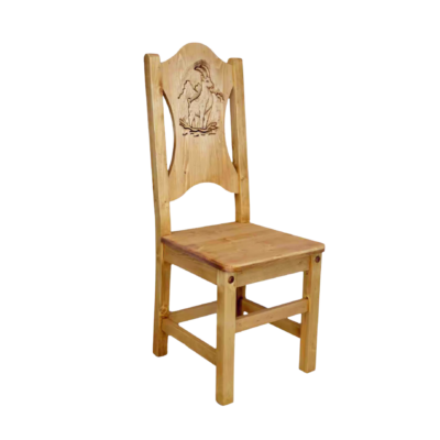 Chaise Chalet en Pin Massif Sculptée Edelweiss & Bouquetin Chalet meublespin.fr - mobilier et de décoration de style montagne ou chalet- meubles en pin, mobilier en bois massif de qualité, canapés convertibles - https://meublespin.fr
