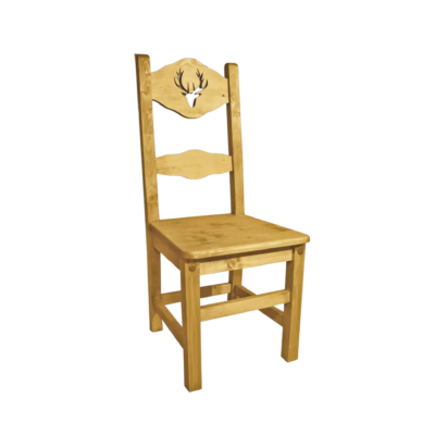 Chaise Dossier Haut en pin massif avec Motif Cerf - meublespin.fr - Chamonix Chaise Dossier Haut en pin massif avec Motif Cerf Chamonix meublespin.fr - mobilier et de décoration de style montagne ou chalet- meubles en pin, mobilier en bois massif de qualité, canapés convertibles - https://meublespin.fr