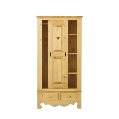 Armoire 2 Portes Coulissantes + 2 Tiroirs en Pin Massif Chamonix Armoires en bois massif meublespin.fr - mobilier et de décoration de style montagne ou chalet- meubles en pin, mobilier en bois massif de qualité, canapés convertibles - https://meublespin.fr