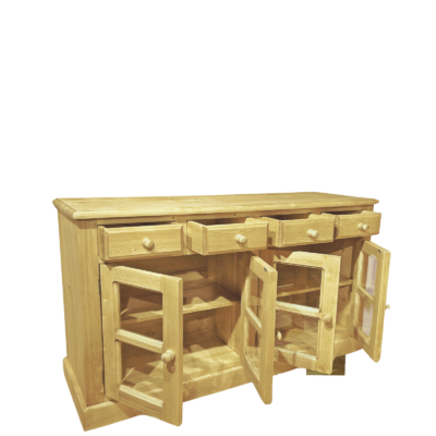 Buffet bas 4 portes vitrées en Bois Massif Chamonix - meublespin.fr - Buffets & bahuts en bois massif Buffet bas 4 portes vitrées en Bois Massif Chamonix Buffets & bahuts en bois massif meublespin.fr - mobilier et de décoration de style montagne ou chalet- meubles en pin, mobilier en bois massif de qualité, canapés convertibles - https://meublespin.fr