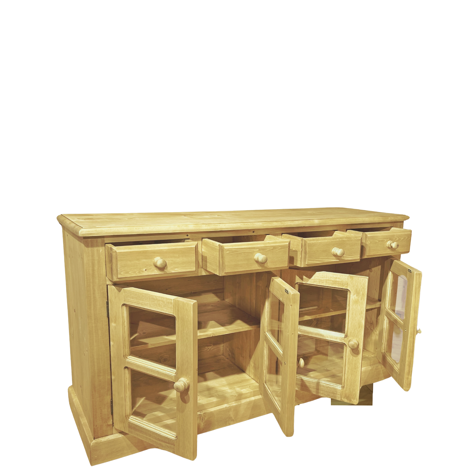 Buffet bas 4 portes vitrées en Bois Massif Chamonix - meublespin.fr - Buffets & bahuts en bois massif Buffet bas 4 portes vitrées en Bois Massif Chamonix Buffets & bahuts en bois massif meublespin.fr - mobilier et de décoration de style montagne ou chalet- meubles en pin, mobilier en bois massif de qualité, canapés convertibles - https://meublespin.fr