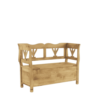 Banc coffre campagnard en pin massif avec accoudoirs 130 cm Chamonix meublespin.fr - mobilier et de décoration de style montagne ou chalet- meubles en pin, mobilier en bois massif de qualité, canapés convertibles - https://meublespin.fr