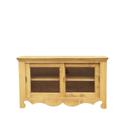 Meuble TV Chamonix 2 Portes coulissantes en Pin Massif 130 cm Chamonix meublespin.fr - mobilier et de décoration de style montagne ou chalet- meubles en pin, mobilier en bois massif de qualité, canapés convertibles - https://meublespin.fr
